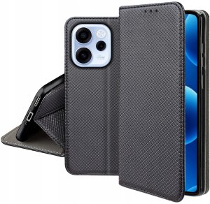 krainaGSM Etui z klapką do Oppo Reno 15 F | FS 5G Zamykane Czarne Futerał + Szkło 5