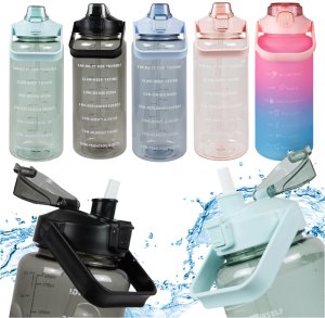 BIDON 2l NA WODĘ Butelka Motywacyjna Sportowa z Rurką Fitness Siłownia 3