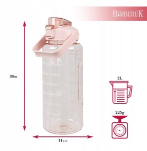 BIDON 2l NA WODĘ Butelka Motywacyjna Sportowa z Rurką Fitness Siłownia 5