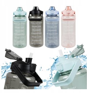 BIDON 2l NA WODĘ Butelka Motywacyjna Sportowa z Rurką Fitness Siłownia 7