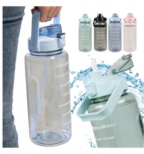 BIDON 2l NA WODĘ Butelka Motywacyjna Sportowa z Rurką Fitness Siłownia 8