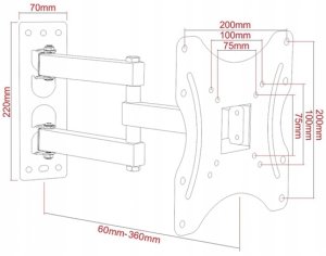 Art REGULOWANY OBROTOWY UCHWYT WIESZAK MONITOR 19-42 CALE 14