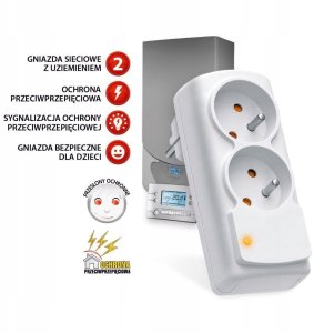 Listwa zasilająca HSK Data Listwa zasilająca Acar mini CO przeciwprzepięciowa 2 gniazda szara (W0269) 4