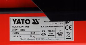 Yato ŁUPARKA DO DREWNA POZIOMA 7T 230V 2300W 8