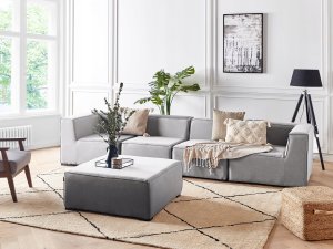 Beliani Zestaw ogrodowy modułowy 4-osobowy jasnoszary AREZZO 4