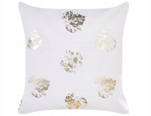 Beliani 2 welurowe poduszki dekoracyjne w liście 45 x 45 cm białe GOLDENROD 3