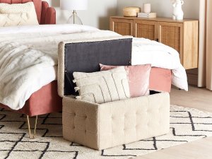 Beliani Otomana ze schowkiem MICHIGAN Boucle Beżowy 4