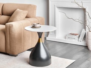 Beliani Stolik pomocniczy ITUNA Ceramika Czarny/ biały 2