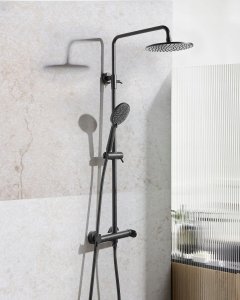 Zestaw prysznicowy Beliani Kolumna prysznicowa z deszczownicą CATAMARCA Czarny 2