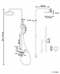 Zestaw prysznicowy Beliani Kolumna prysznicowa z deszczownicą CATAMARCA Czarny 3