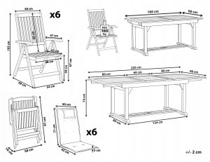 Beliani Zestaw ogrodowy dla 6 osób AMANTEA PREMIUM Drewno akacjowe Jasnobeżowy 3