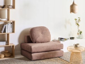 Beliani Sofa rozkładana jednoosobowa OLDEN Brązowy 2