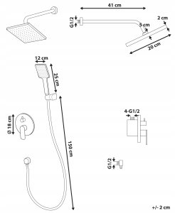 Zestaw prysznicowy Beliani Zestaw prysznicowy podtynkowy z deszczownicą GUARATUBA Srebrny 3