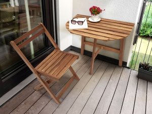 Beliani Stolik bistro OSIGO 44 cm 70 cm Drewno akacjowe Brązowy 11