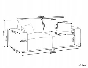 Beliani Dla 3 osób SANDORA Sztruks Szary 3