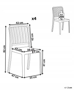 Beliani Zestaw 4 krzeseł ogrodowych SERSALE Czarny 3