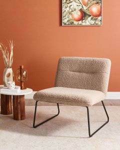 Beliani Fotel COTULLA Boucle Beżowy 2