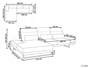 Beliani Narożnik dla 4 osób IKAST Sztruks Beżowy Prawostronny 3