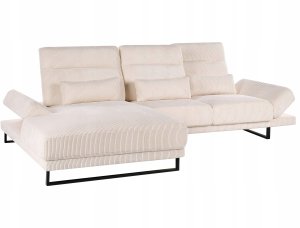 Beliani Narożnik dla 4 osób IKAST Sztruks Beżowy Prawostronny 7