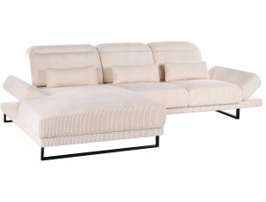 Beliani Narożnik dla 4 osób IKAST Sztruks Beżowy Prawostronny 8