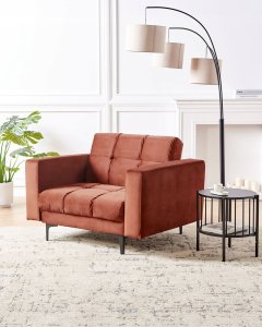 Beliani Fotel ALNES Welur Jasnoczerwony 2
