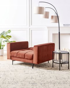 Beliani Fotel ALNES Welur Jasnoczerwony 4