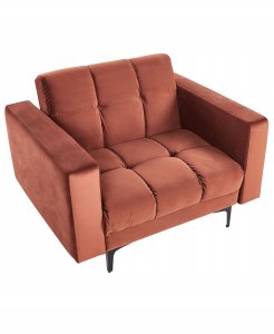 Beliani Fotel ALNES Welur Jasnoczerwony 7