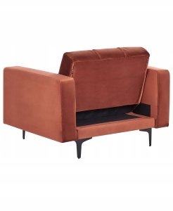 Beliani Fotel ALNES Welur Jasnoczerwony 8