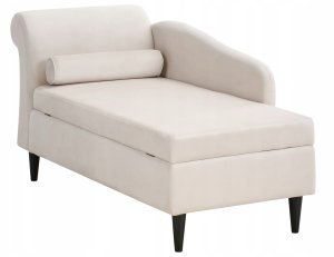 Beliani Szezlong lewostronny LUIRO Welur Beżowy ze schowkiem 4