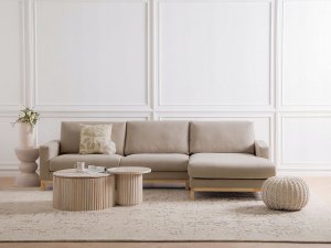 Beliani Narożnik dla 4 osób SIGGARD Beżowoszary Lewostronny 2