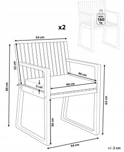 Beliani Zestaw 2 krzeseł ogrodowych z poduszkami SASSARI PREMIUM Certyfikowane drewno akacjowe Beżowoszary 3