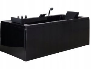 Wanna Beliani Wanna narożna z hydromasażem LED VARADERO Lewostronny 183 x 90 cm Czarny 4