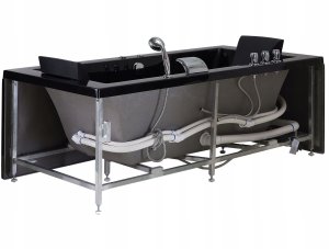 Wanna Beliani Wanna narożna z hydromasażem LED VARADERO Lewostronny 183 x 90 cm Czarny 6