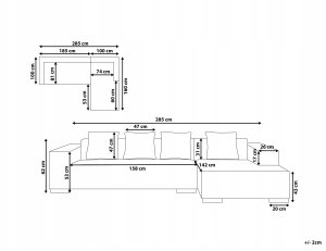 Beliani Narożnik dla 4 osób LUNGO Boucle Biały Lewostronny 3