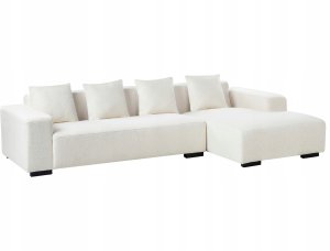 Beliani Narożnik dla 4 osób LUNGO Boucle Biały Lewostronny 5