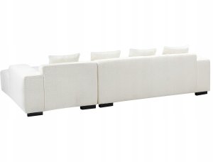 Beliani Narożnik dla 4 osób LUNGO Boucle Biały Lewostronny 6