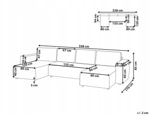 Beliani Sofa rozkładana w kształcie U dla 4 osób Jasnobrązowy ze schowkiem 3