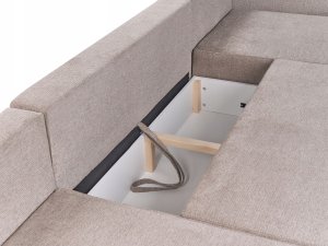 Beliani Sofa rozkładana w kształcie U dla 4 osób Jasnobrązowy ze schowkiem 10