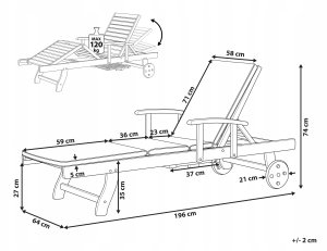 Beliani Leżak ogrodowy z poduszką JAVA PREMIUM Drewno akacjowe Szary melanż 3