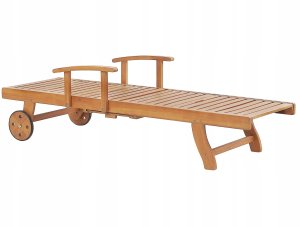 Beliani Leżak ogrodowy z poduszką JAVA PREMIUM Drewno akacjowe Szary melanż 6