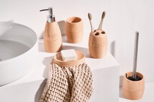 Beliani Zestaw akcesoriów łazienkowych 5 elementów YARAPA Pomarańczowy 2