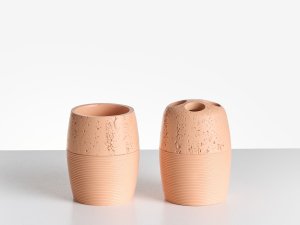 Beliani Zestaw akcesoriów łazienkowych 5 elementów YARAPA Pomarańczowy 5