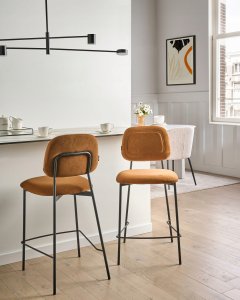 Beliani Zestaw 2 krzeseł barowych DUETTE Welur Złoty brąz 2