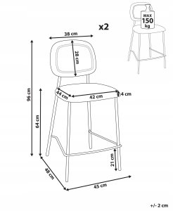 Beliani Zestaw 2 krzeseł barowych DUETTE Welur Złoty brąz 3