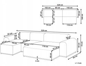 Beliani Sofa ogrodowa z otomaną dla 7 osób BATTIFOLLO Modułowy Oliwkowy 3
