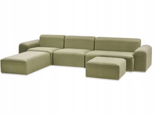 Beliani Sofa ogrodowa z otomaną dla 7 osób BATTIFOLLO Modułowy Oliwkowy 6