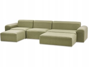 Beliani Sofa ogrodowa z otomaną dla 7 osób BATTIFOLLO Modułowy Oliwkowy 7