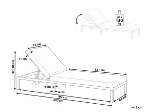 Beliani Leżak ogrodowy LARIANO Metal Grafitowy 3