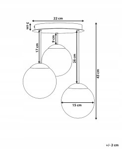 Lampa wisząca Beliani Lampa wisząca 3-punktowa RIANA Szkło Czarny 3