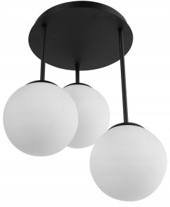 Lampa wisząca Beliani Lampa wisząca 3-punktowa RIANA Szkło Czarny 4